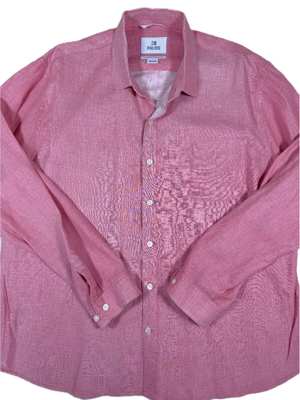 28 Palms Men's Long Sleeve Linen Shirt XL Red Coral Relaxed Fit